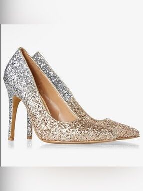 NEW Glitter Ombre Pointed Toe Pumps - Silver to Gold Heels